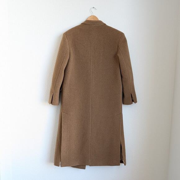 NWT Sandro Riccardo Camel Double-Breasted Wool Peacoat Felt Coat, sz FR 38/ US 6 - Picture 3 of 13